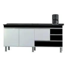 Gabinete Cozinha Luxo 1.60m - Puxador Alumínio Cor Preto Foto mini 1