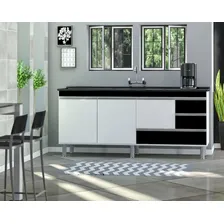 Gabinete Cozinha Luxo 1.60m - Puxador Alumínio Cor Preto Foto mini 2