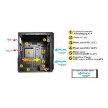 Gabinete Gamer Pixxo St03 1baia Preto Foto mini 4