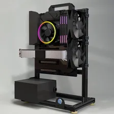 Gabinete Itx Matx Atx 38cm Para Gamer Aberto Alumínio Cor Preto Foto mini 3