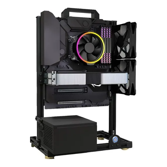 Gabinete Itx Matx Atx 38cm Para Gamer Aberto Alumínio Cor Preto Foto 1
