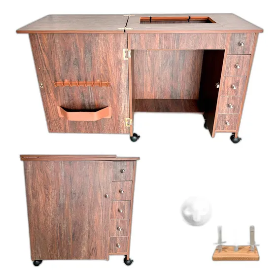 Gabinete Luxo 5 Gavetas Máquina Costura Elgin Genius Antiga Foto 1