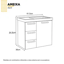 Gabinete Para Banheiro Em Aço 3 Gavetas Ameixa Cozimax Foto mini  3
