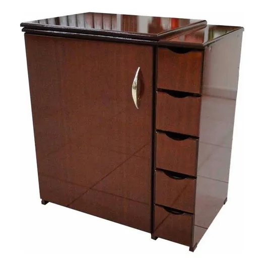 Gabinete Para Maquina De Costura Domestica Luxo C/ 5gavetas Cor Mogno Foto 1