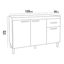 Gabinete Pia 120cm Armário Cozinha Multiuso Balcão Preto Foto mini 4