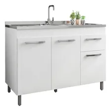 Gabinete Pia 120cm Balcão Multiuso Armário Cozinha Branco Foto mini 1