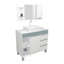 Gabinetto Fit Supreme banheiro gabinete 97 cinza com cuba e espelheira Foto  mini 1