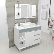 Gabinetto Fit Supreme banheiro gabinete 97 cinza com cuba e espelheira Foto mini  2