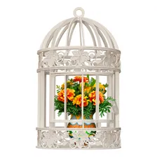 Gaiola Cachepot Suporte De Flores Em Mdf Para Arranjos Cor Branco Foto mini 1
