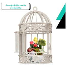 Gaiola Cachepot Suporte De Flores Em Mdf Para Arranjos Cor Branco Foto mini 2