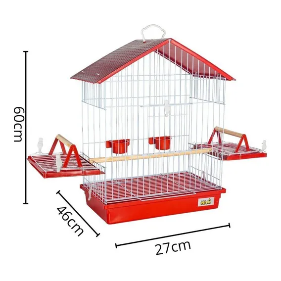 Gaiola Calopsita Teto Plastico - Vermelho Foto 1