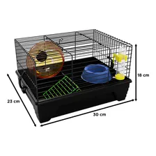 Gaiola Hamster Completa Luxo Transporte Roedores Preta Foto mini 2