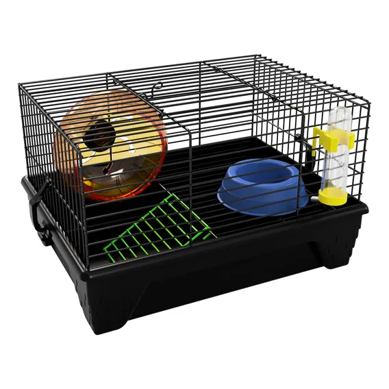 Gaiola Hamster Completa Luxo Transporte Roedores Preta Foto 1