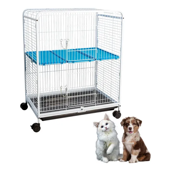 Gaiola Viveiro Canil Portátil Cães Gatos Pássaros Multiuso Cor Branco/azul Foto 1