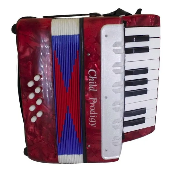 Gaita sanfona acordeon iniciante 8 baixos brinquedo crianças cor vermelho Child Prodigy Foto 1