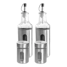 Galheteiro 5pçs Com Porta Temperos Azeite Vinagre E Suporte Foto mini  2