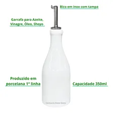 Galheteiro Porcelana Branca Premium Azeite Vinagre 350ml Foto mini 4