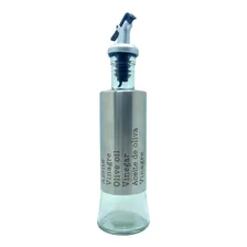 Galheteiro Porta Condimento Azeite Vinagre Inox Vidro Foto  mini 1