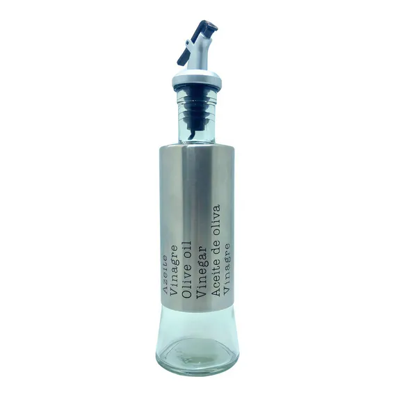 Galheteiro Porta Condimento Azeite Vinagre Inox Vidro Foto 1