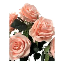 Galho Bouquet De Rosas Artificiais, Negras, 10 Rosas, Flor Cor Rosa Light Foto mini 4
