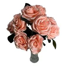 Galho Bouquet De Rosas Artificiais, Negras, 10 Rosas, Flor Cor Rosa Light Foto mini 2