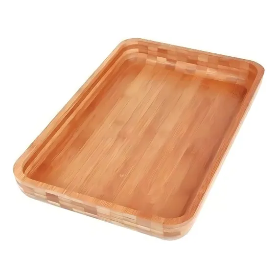 Gamela Bandeja De Madeira Bamboo Retangular 30x45cm Mor Foto 1