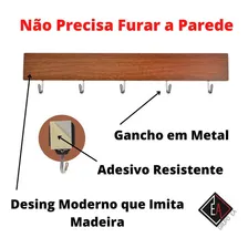 Gancho Adesivo Cabideiro De Parede Multiuso 5 Ganchos Foto mini 4