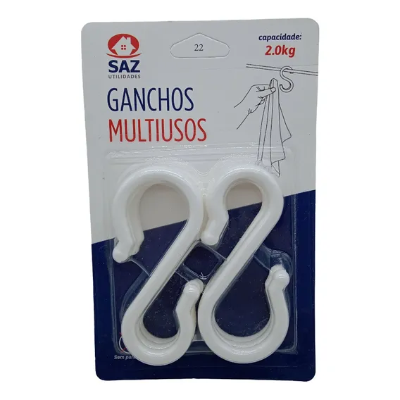 Gancho De Plástico 6 Peças 8cm Em S Branco Foto 1