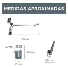 Gancho Expositor 15cm Zinco Painel Canaletado 50un Cor Aço Zincado Foto mini 2