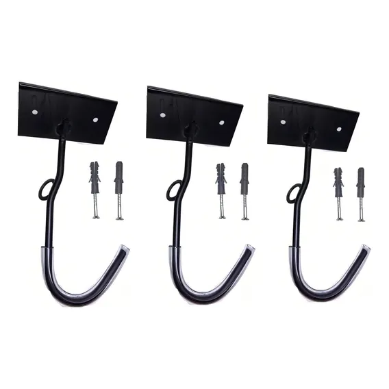 Gancho Pendurar Bicicleta Parede Suporte Kit 3 Unidades Bike Cor Preto Foto 1