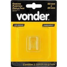 Gancho Plástico Adesivo Dupla Face Transparente Vonder Foto mini  2
