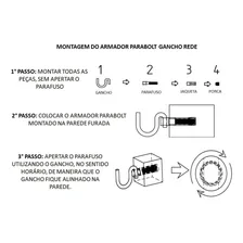 Gancho Rede Descanso Dormir Parabolt Aço Inox Embutir 1 Par Foto mini 4