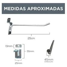 Ganchos Expositores Para Painel Canaletado 25cm 50 Unidades Cor Cinza Foto mini 2