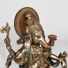 Ganesha Dançando Deusa Da Sabedoria Fortuna Resina 21cm Foto mini 3