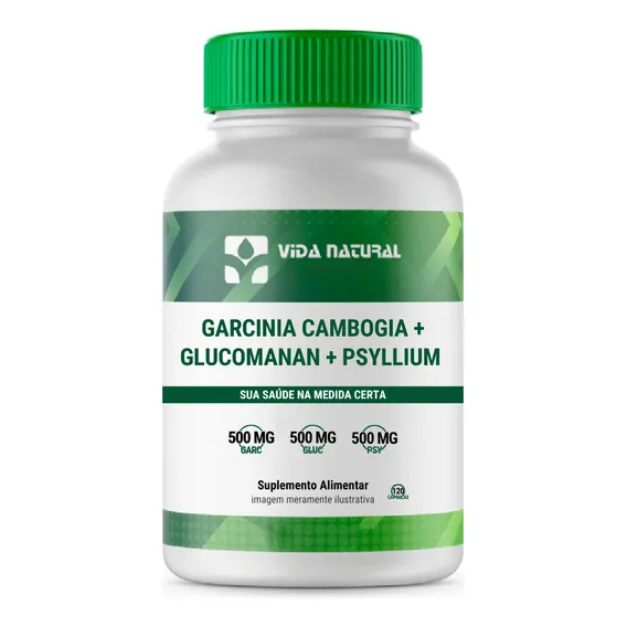 Garcinia Cambogia + Glucomanan + Psyllium 500mg 120 Cápsulas Foto 1