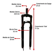 Garfo 29 Suspensão Canela Grossa Aço Preto Rad7 Foto mini 2