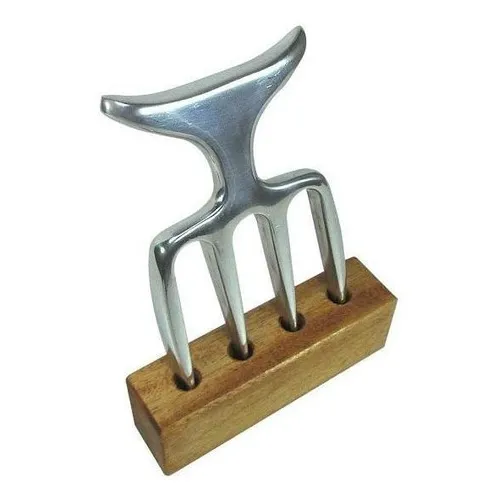 Garfo Para Churrasco 4 Pontas Com Suporte Foto 1
