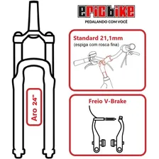 Garfo Suspensão D/ Bike Aro 24 Standard 21,1mm V-brake Pta Foto mini 2