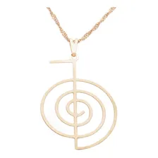 Gargantilha Cho-ku-rei 32mm Corrente Proteção Reiki Chave Cor Banhado a Ouro Foto  mini 1