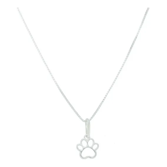 Gargantilha Colar Patinha Pet Cachorro Prata Pura 925 Cor Prateado Foto 1