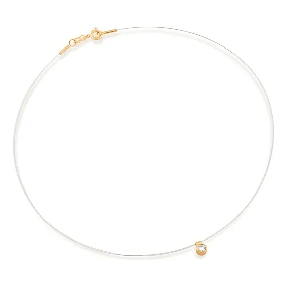 Gargantilha Nylon Ponto Luz Dourado Folheado Ouro Rommanel 5 Foto 1
