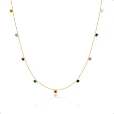 Gargantilha Ouro 18k 750 Pedras Zirc么nias Coloridas 3mm 45cm Cor Ouro Amarelo Foto mini 2