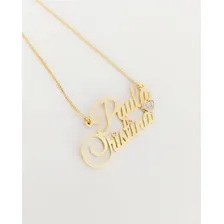 Gargantilha Personalizada Nome Composto Coração Banhada Ouro Cor Dourado Foto mini 1