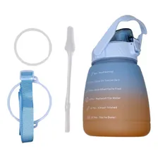Garrafa Água 1.3l Motivacional Garrafa Com Alça Com Adesivos Cor Azul/laranja Foto mini  3
