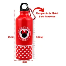 Garrafa AlumÃnio Vermelho Minnie Tapa Boca 500ml Disney Foto mini 4