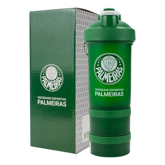 Garrafa Coqueteleira Corinthians 2 Compartimentos Shaker Cor Palmeiras Foto 1