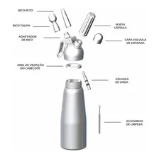 Garrafa Para Chantilly Prata 500ml + 10 Ampolas - Fpro Foto mini 4