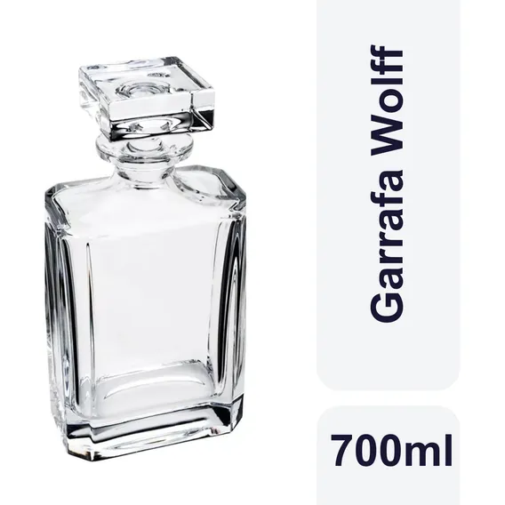 Garrafa Quadrada De Cristal 700ml Incolor Wolff Foto 1