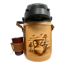 Garrafa Térmica 2,5l Inox - Revestida Em Couro Foto mini  3