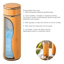 Garrafa Térmica 450ml Ecologica Bambu Aço Inox Infusor Cha Cor Garrafa Térmica Bambu Foto mini  2